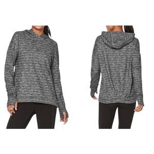 LULULEMON Extra Mile Hoodie Hooded Thumbholes  Ringspun Black White Denim - Sz 6